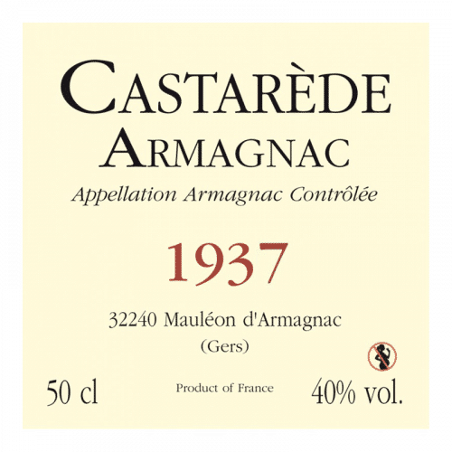 de Coninck Wine Merchant Bas-Armagnac Castarède Millésime 1937