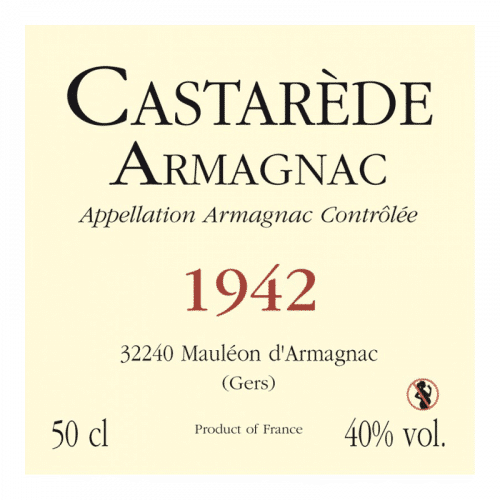 de Coninck Wine Merchant Bas-Armagnac Castarède Millésime 1942