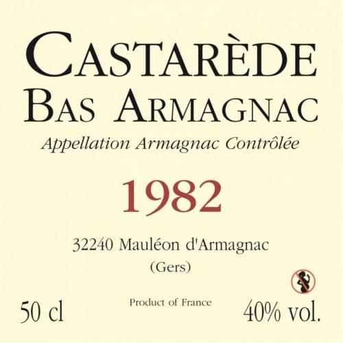 de Coninck Wine Merchant Bas-Armagnac Castarède Millésime 1982