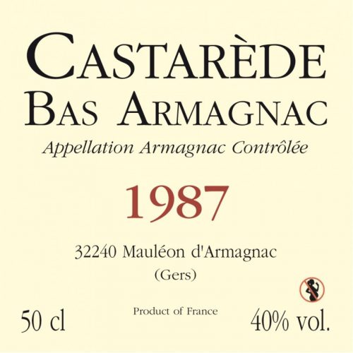 de Coninck Wine Merchant Bas-Armagnac Castarède Millésime 1987