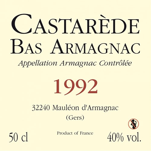 de Coninck Wine Merchant Bas-Armagnac Castarède Millésime 1992