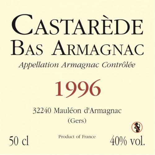 de Coninck Wine Merchant Bas-Armagnac Castarède Millésime 1996