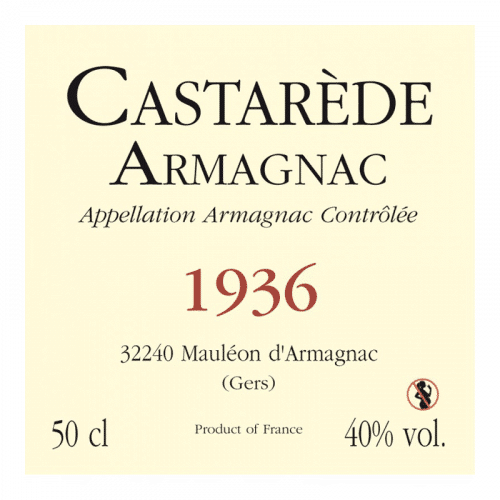 de Coninck Wine Merchant Bas-Armagnac Castarède Millésime 1936