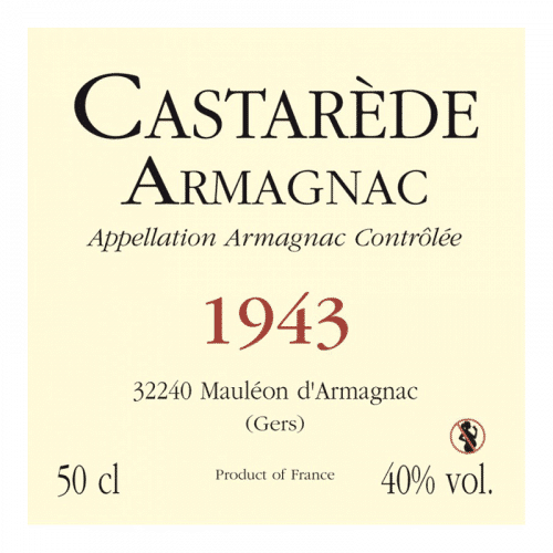 de Coninck Wine Merchant Bas-Armagnac Castarède Millésime 1943