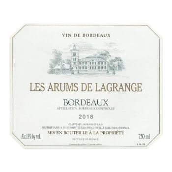 etiquette arums de lagrange deconinckwine