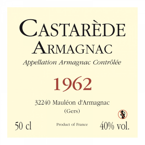 de Coninck Wine Merchant Bas-Armagnac Castarède Millésime 1962