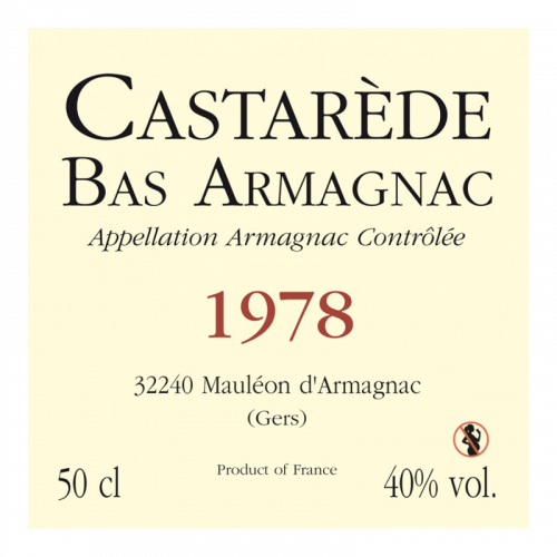 de Coninck Wine Merchant Bas-Armagnac Castarède Millésime 1978