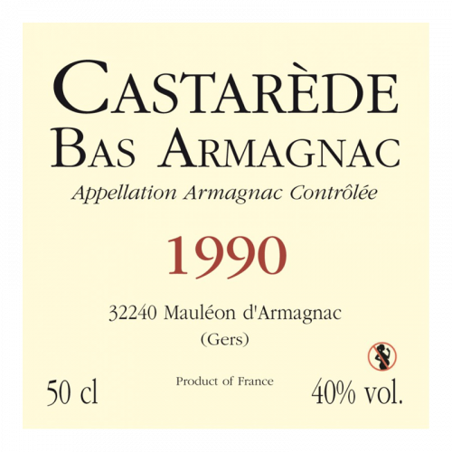 de Coninck Wine Merchant Bas-Armagnac Castarède Millésime 1990