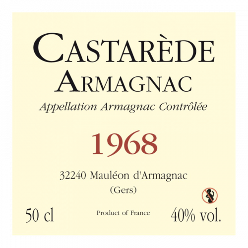 de Coninck Wine Merchant Bas-Armagnac Castarède Millésime 1968