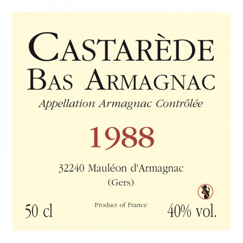 de Coninck Wine Merchant Bas-Armagnac Castarède Millésime 1988