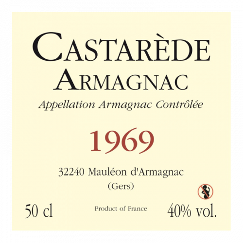 de Coninck Wine Merchant Bas-Armagnac Castarède Millésime 1969