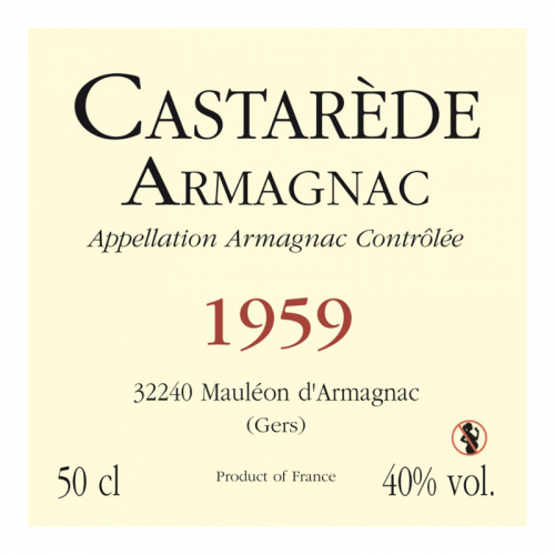 de Coninck Wine Merchant Bas-Armagnac Castarède Millésime 1959