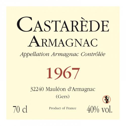 de Coninck Wine Merchant Bas-Armagnac Castarède Millésime 1967