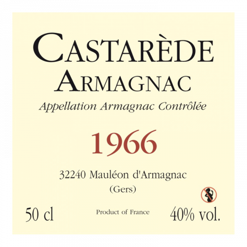 de Coninck Wine Merchant Bas-Armagnac Castarède Millésime 1966