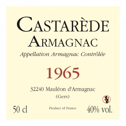de Coninck Wine Merchant Bas-Armagnac Castarède Millésime 1965