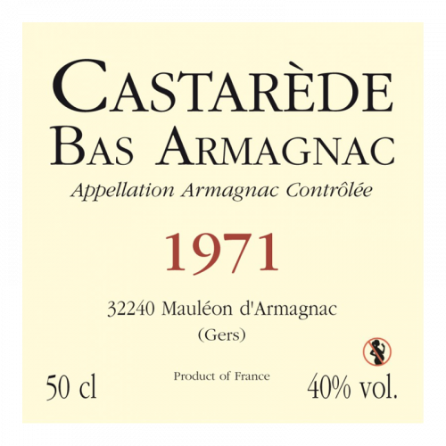 de Coninck Wine Merchant Bas-Armagnac Castarède Millésime 1971