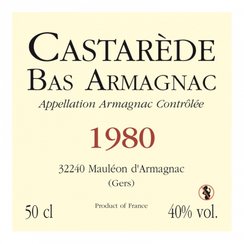 de Coninck Wine Merchant Bas-Armagnac Castarède Millésime 1980