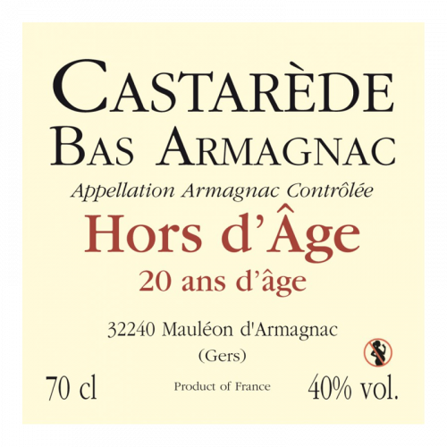 de Coninck Wine Merchant Bas-Armagnac Castarède Hors d'Age 20 ans d'âge