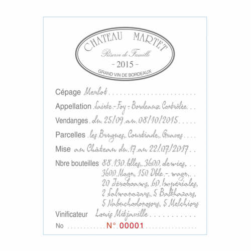 de Coninck Wine Merchant Château Martet "Réserve de Famille" 2014 - Sainte-Foy-Bordeaux