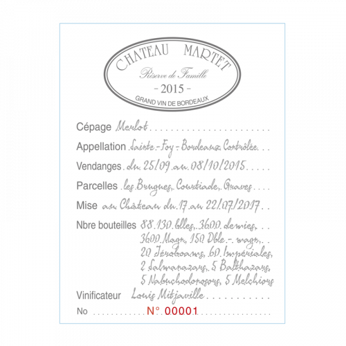 de Coninck Wine Merchant Château Martet "Réserve de Famille" 2016 - Sainte-Foy-Bordeaux Double Magnum 3L