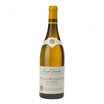 Puligny Montrachet un vin blanc de bourgogne de la famille Joseph Drouhin avec une capsule jaune et une etiquette classic.