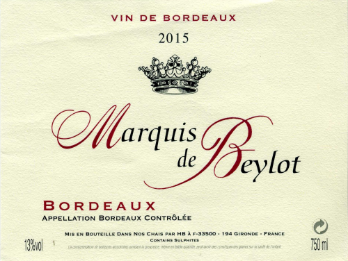 Marquis de Beylot, 2015, Bordeaux Supérieur